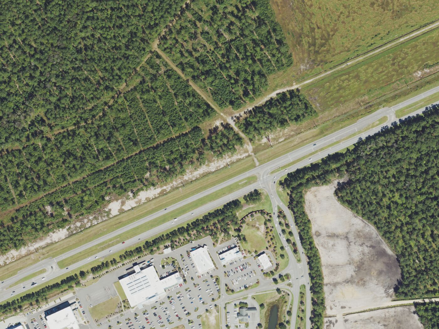 Brunswick County, North Carolina, aus der Luft, 2022: Ausschnitt eines Orthofotos aus dem National Agriculture Imagery Program des USDA.